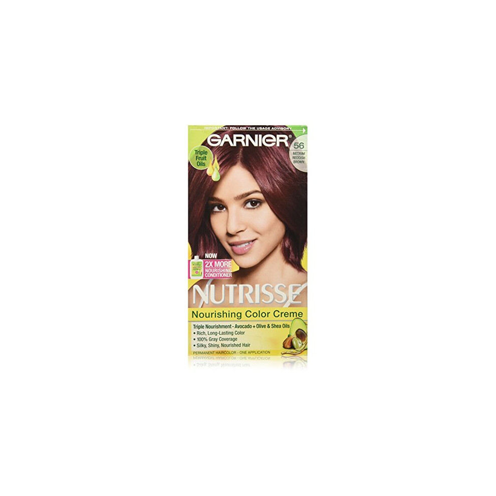 Garnier Nutrisse Nourishing Hair Color Creme, 56 Medium Reddish Brown (Sangria) (Packaging May Vary)