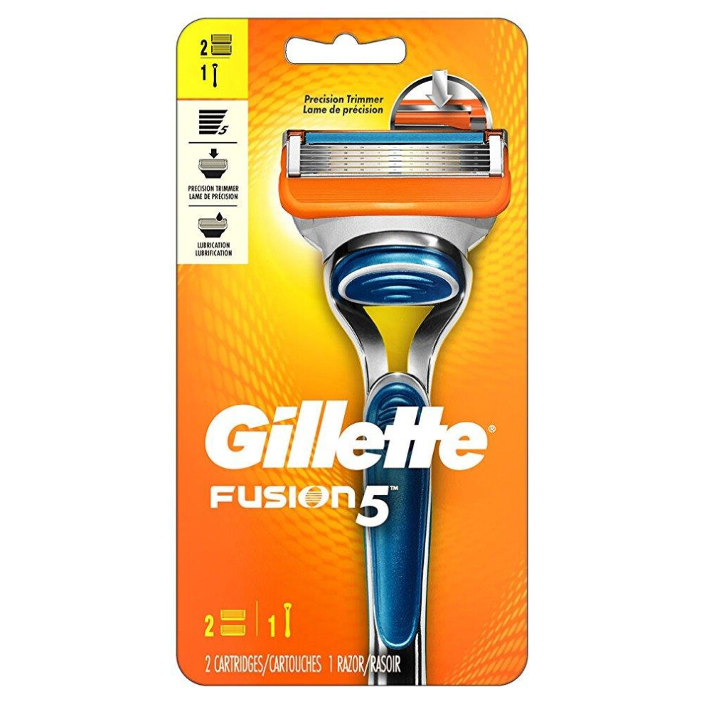 Gillette Fusion5 Mens Razor, Handle & 2 Blade Refills