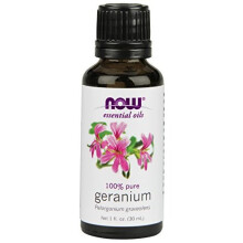 NOW Essentiële Oliën, Geraniumolie, Kalmerende Aromatherapie Geur, Stoomgedistilleerd, 100% Puur, Vegan, Kinderbeveiligde Dop, 1-Ounce
