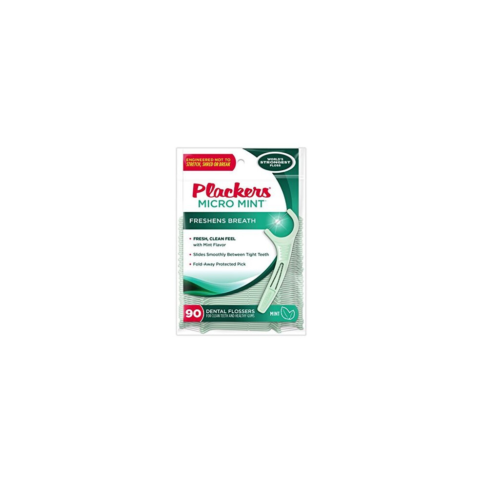 Plackers Micro Mint Dental Flossers, 90 Count (Pack of 3)