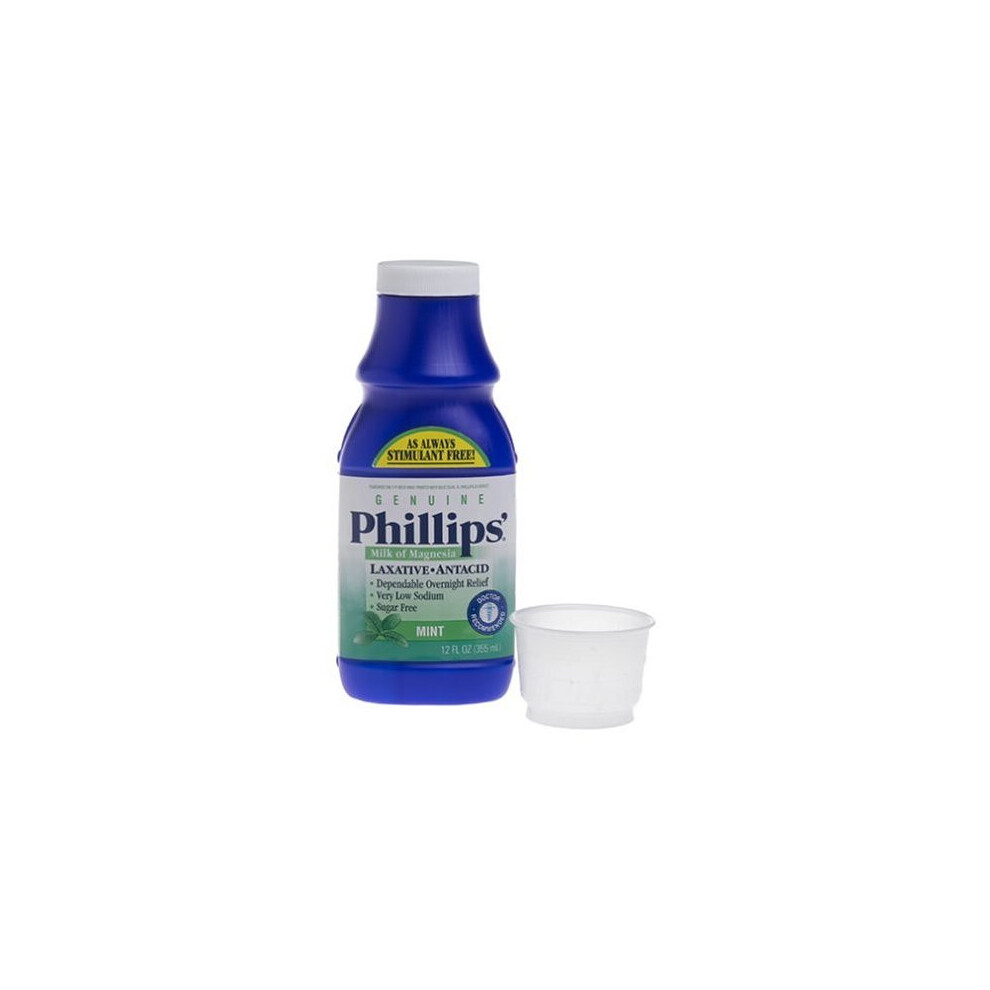 Phillips Milk of Magnesia Laxative Antacid, Mint, 12 Ounces