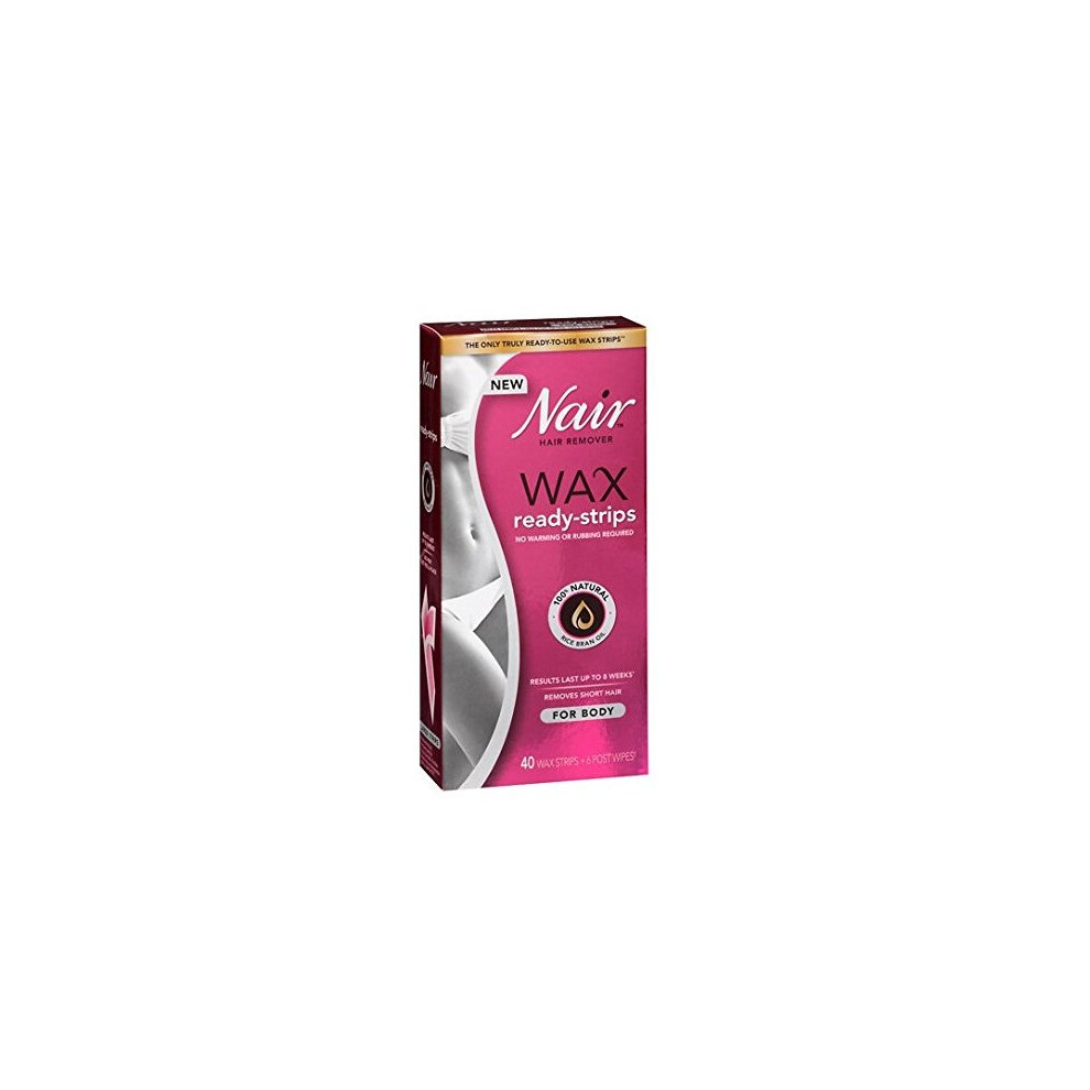 Nair Hair Remover Wax Ready-Strips 40 Count Legs/Body (2 Pack)