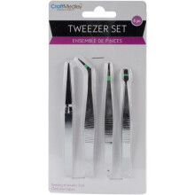 Multicraft Imports Craft Medley BT205 Perlen- und Schmuckwerkzeug-Pinzettenset, sortiert, 4-teilig