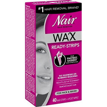 Nair, Wax Ready Strips, Gesicht & Bikini, Orchidee & Kirschblüten-Extrakte, 40 Wachsstreifen + 4 Nachbehandlungstücher