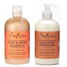Shea Moisture Coconut & Hibiscus Curl & Shine Shampoo and Conditioner Set W/silk Protein and Neem Oil 13 Oz Bottles