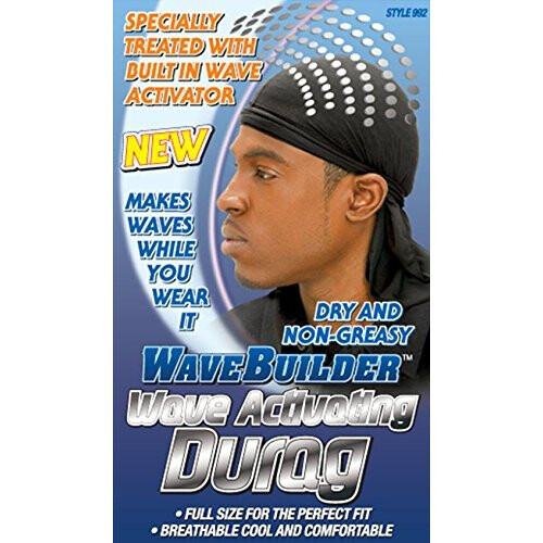 WaveBuilder Wave Activating Durag, Black