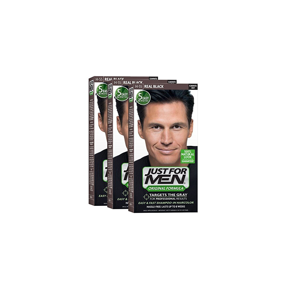 Just For Men Original Formula Men's Hair Color, Real Black, (Pack Of 3)