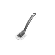 Addis Jumbo Washing Up Dish Brush - Metallic Silver (510308) with Built-in Scraper, Long Handle & Stiff Nylon Bristles