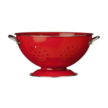 (Red) Ø 23cm Stainless Steel Colander, Dual Handles