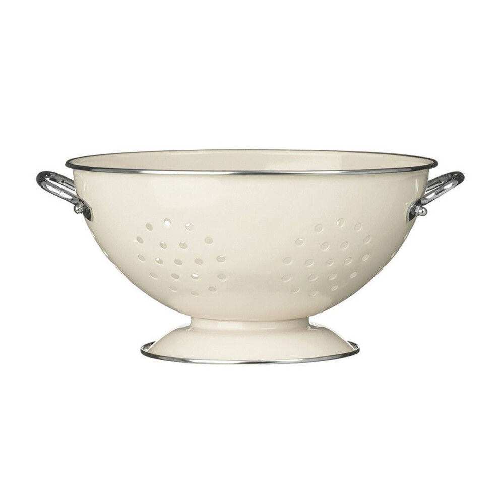 (Cream) Ø 23cm Stainless Steel Colander, Dual Handles