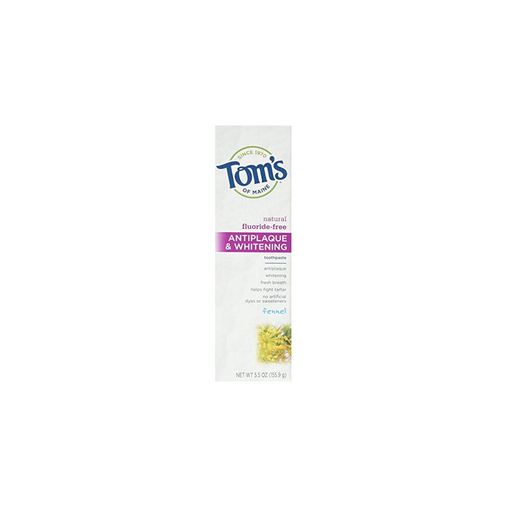 Toms of Maine Natural Fluoride-Free Antiplaque & Whitening Toothpaste, Fennel 5.50 oz