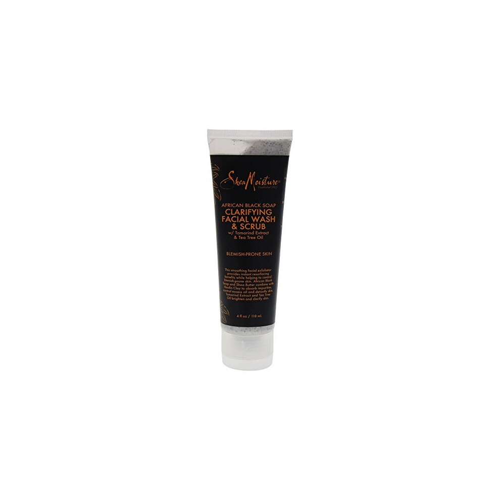 Shea Moisture African Black Soap Problem Facial Wash & Scrub, 4 Ounce