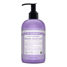 Dr. Bronners Organic Lavender Sugar Soap. 4in1 Organic Pump Soap for Home and Body (12 oz).