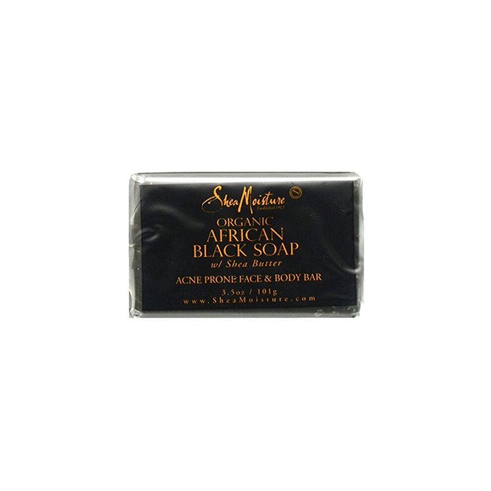 Shea Moisture Soap 3.5 Ounce Bar African Black (Organic) (103ml) (2 Pack)