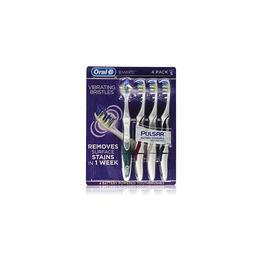 Oral B 3D White Luxe 4 Pack Pulsar Battery Powered Toothbrushes