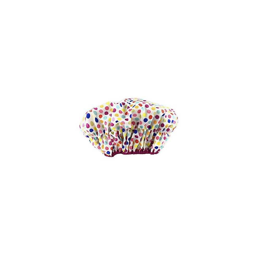 Betty Dain Fashionista Collection Mold Resistant Lined Shower Cap, Deco Dots, 2.8 Ounce-image-OPC-PGGS67-NEW