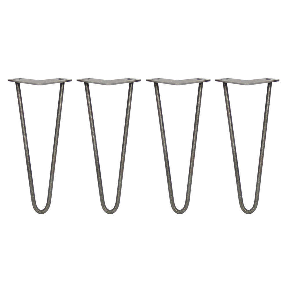 (Raw Steel, 10mm) 4 SkiSki Legs Hairpin Legs Chair Table 12" 2 Prong-image-OPC-PGGSXZ-NEW
