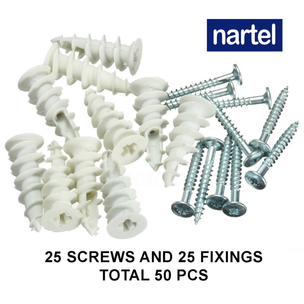 Nylon Self Drilling Plasterboard Fixings Raw Plugs Cavity Wall White/Beige 25 Pc 5060300541677
