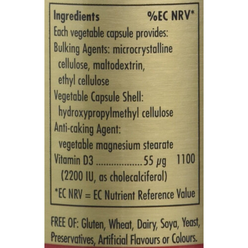 Solgar Vitamina D3 2200IU (55Mcg) 100Cap.veg 1