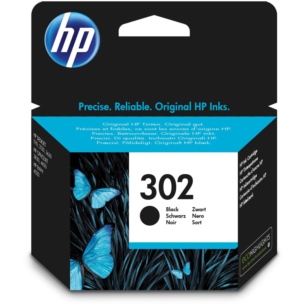 HP 302 Black Original Ink Cartridge (F6U66AE)