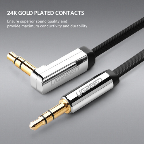 Ugreen AUX-Kabel, abgewinkelt, 3,5 mm, 3 m - Silber 1
