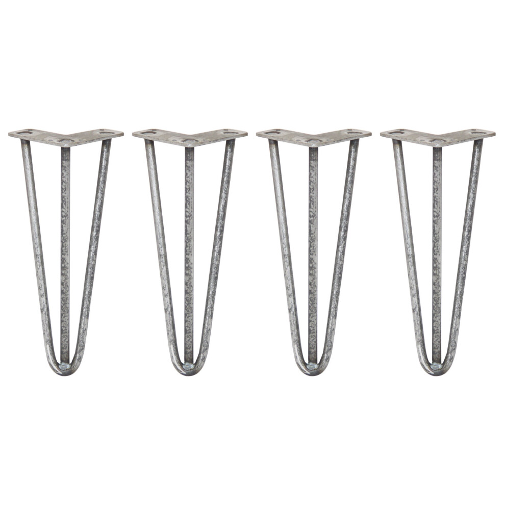 Rackhams 4 X 12" Hairpin Legs - 3 Prong - 12Mm - Raw Steel - Image 3