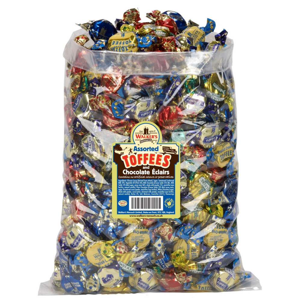Walkers Nonsuch Assorted Toffees & Chocolate Eclairs Bulk Bag 2.5kg - Kosher, No Artificial Colours (Code a1)