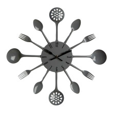 Kitchen Cutlery Wall Clock - Grey