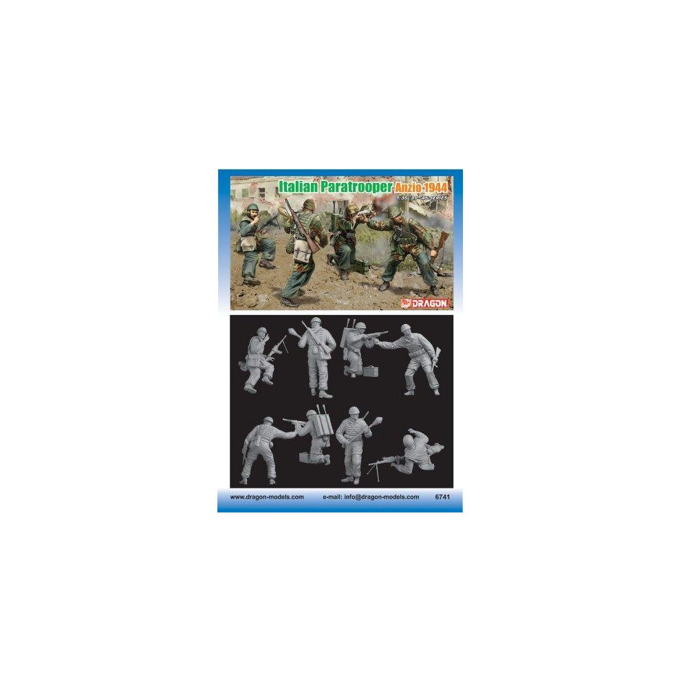 Dragon Models Italian Paratroopers Anzio 1944 Building Kit, Set Of 4, 1/35-Scale