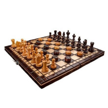 Prime Chess Hand Crafted Cherry Wooden Chess and Draughts Set 35 x 35 Centimeter