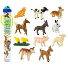Safari Ltd. Farm Babies Toob - Figurer: Donkey Pony Goat Lamb Horse Cat Corgi Pig Chicken Holstein Bunny - Uddannelsesleget?jsfigurer for drenge