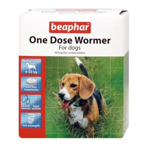 Beaphar (Medium Dogs, 1 Pack) Beaphar One Dose Wormer For Dogs | Dog Worming Tablets