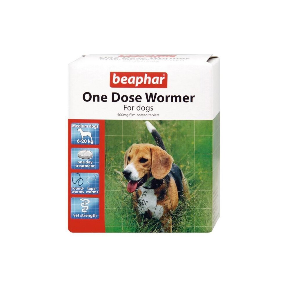 (Medium Dogs, 3 Packs) Beaphar One Dose Wormer For Dogs | Dog Worming Tablets