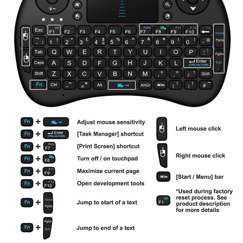 Rii i8 2.4GHz RF Mini Wireless Keyboard with Touch Pad Mouse Black 2