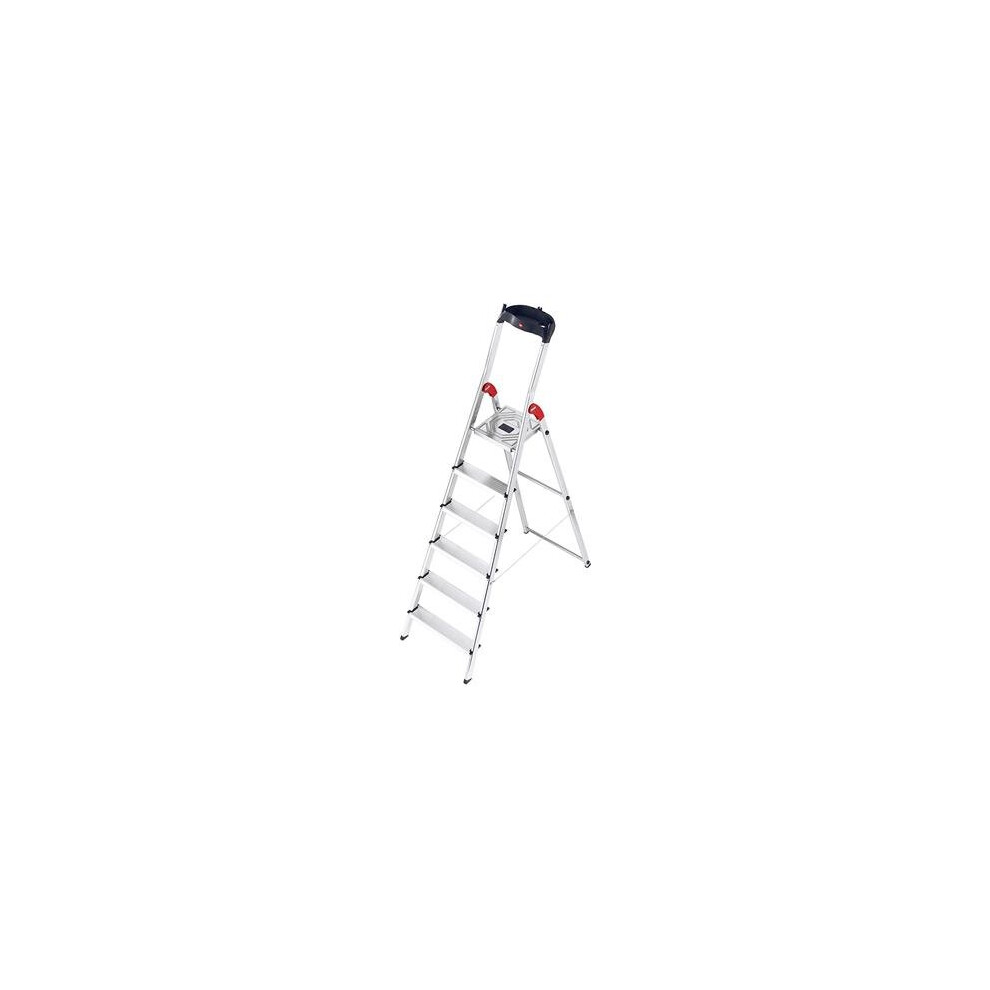 Hailo 8160-607 L60 Safety Ladder, 6 Steps, Multifunction Tray, Hinge Protection, Made In Germany 4007126007575
