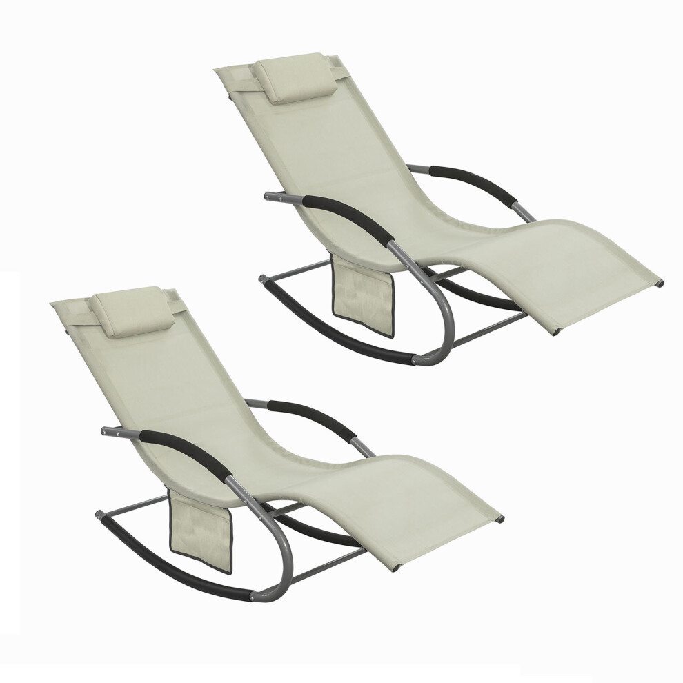 (Beige) SoBuy Set of 2  Garden Rocking Chair OGS28-SCHx2