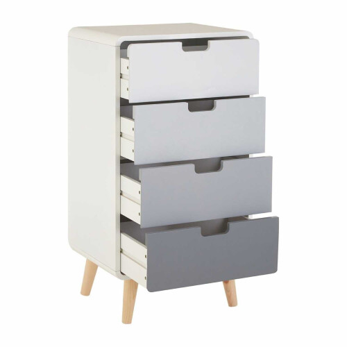 Premier Housewares Milo 4 Drawer Cabinet - Grey & White Gradient 2