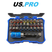 US PRO 32PC Colour-Coded Screwdriver, Hex, Torx Bit Set 3220