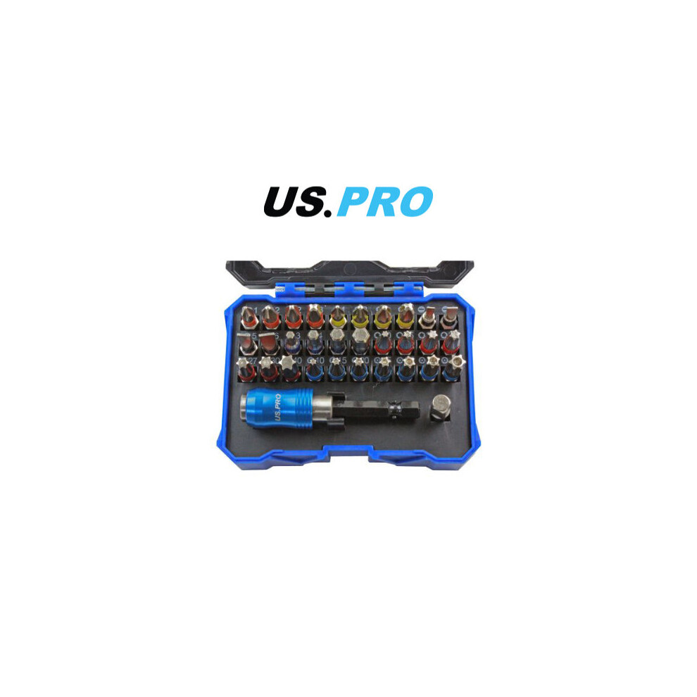 US PRO 32PC Colour-Coded Screwdriver, Hex, Torx Bit Set 3220