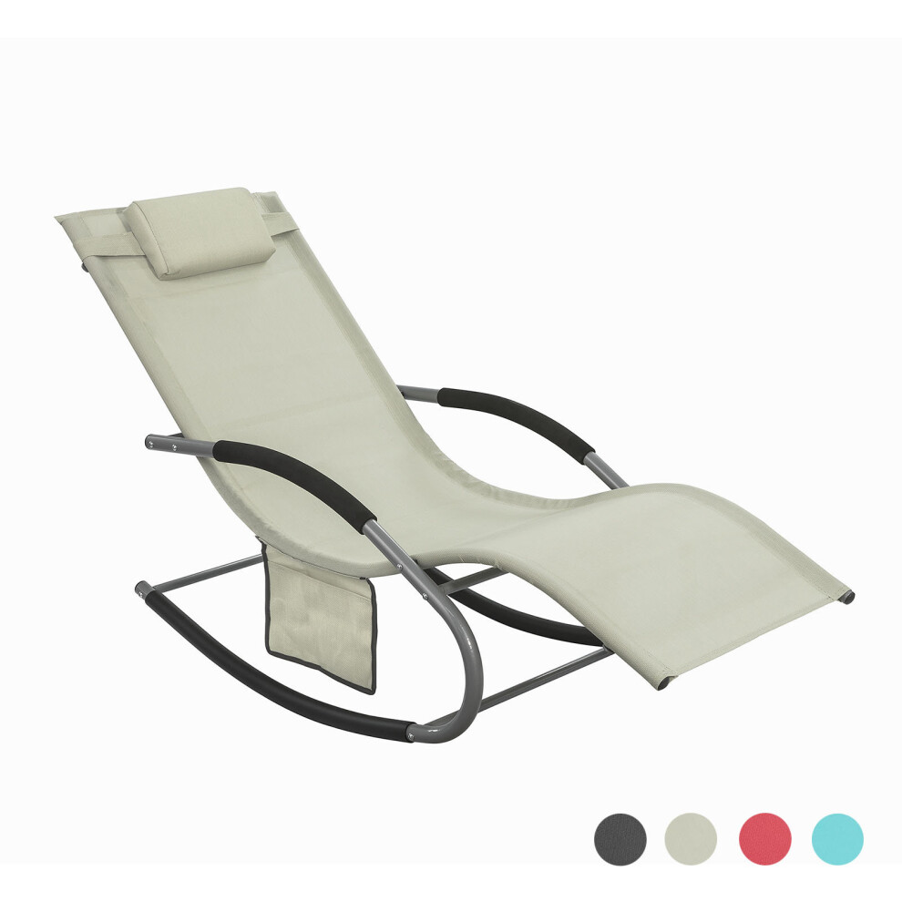 SoBuy® OGS28-MI, Outdoor Garden Rocking Chair Sun Lounger with Side Bag