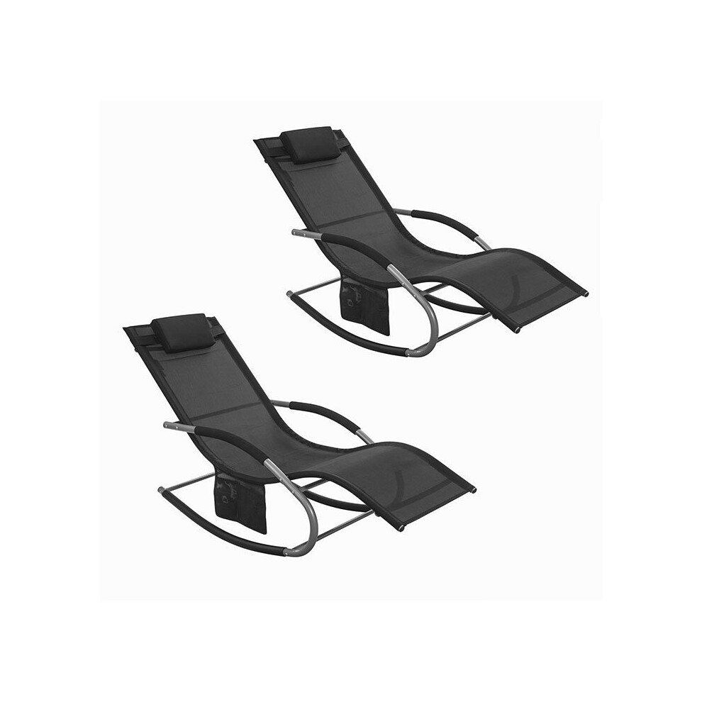 (Black) SoBuy Set of 2  Garden Rocking Chair OGS28-SCHx2