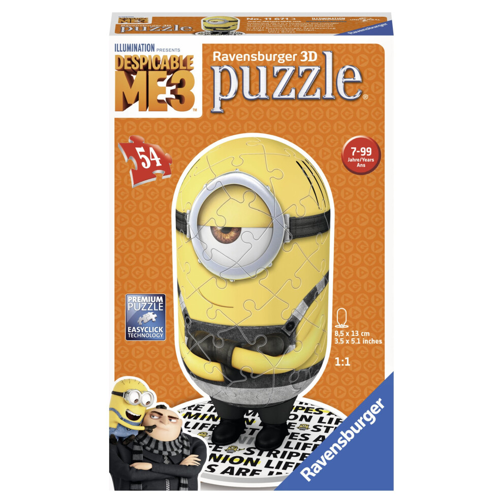 Ravensburger Despicable Me 3 Minion Prisoner, Shaped 54pc 3D Jigsaw Puzzle - DM3