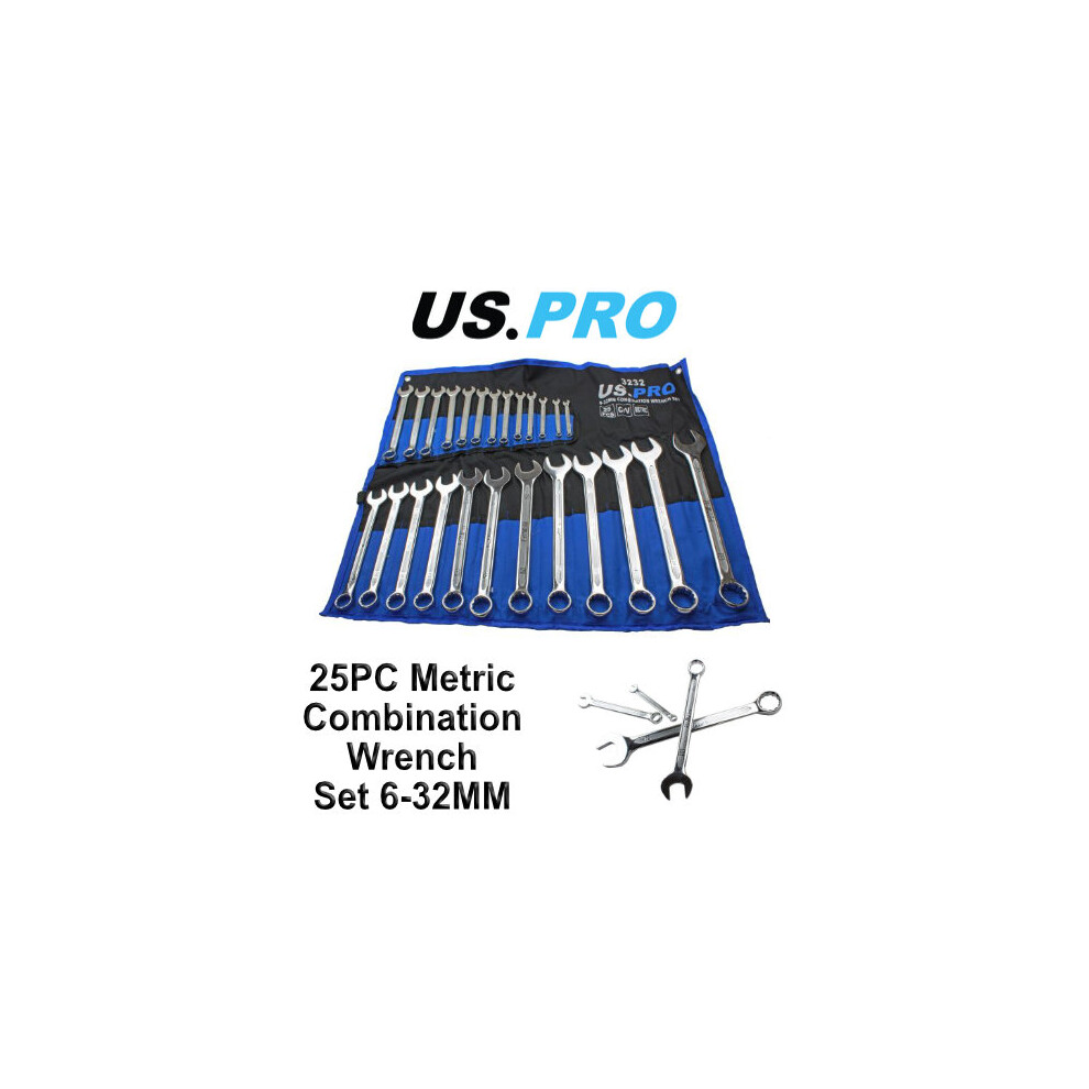 US PRO 25pc Metric Combination Spanner Wrench Set 6 - 32mm 3232