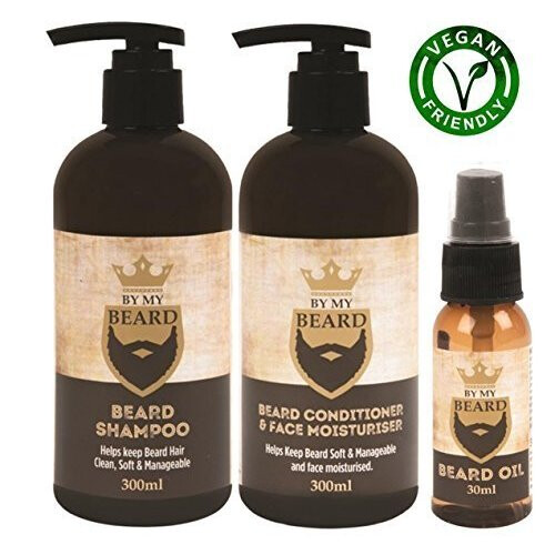 Beard Shampoo Conditioner Face Moisturiser Oil Complete Triple Pack Vegan