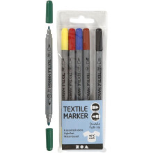 Textile Marker Double Tip 3.6mm & 2.3mm 6 pack Fabric Pen Perminant