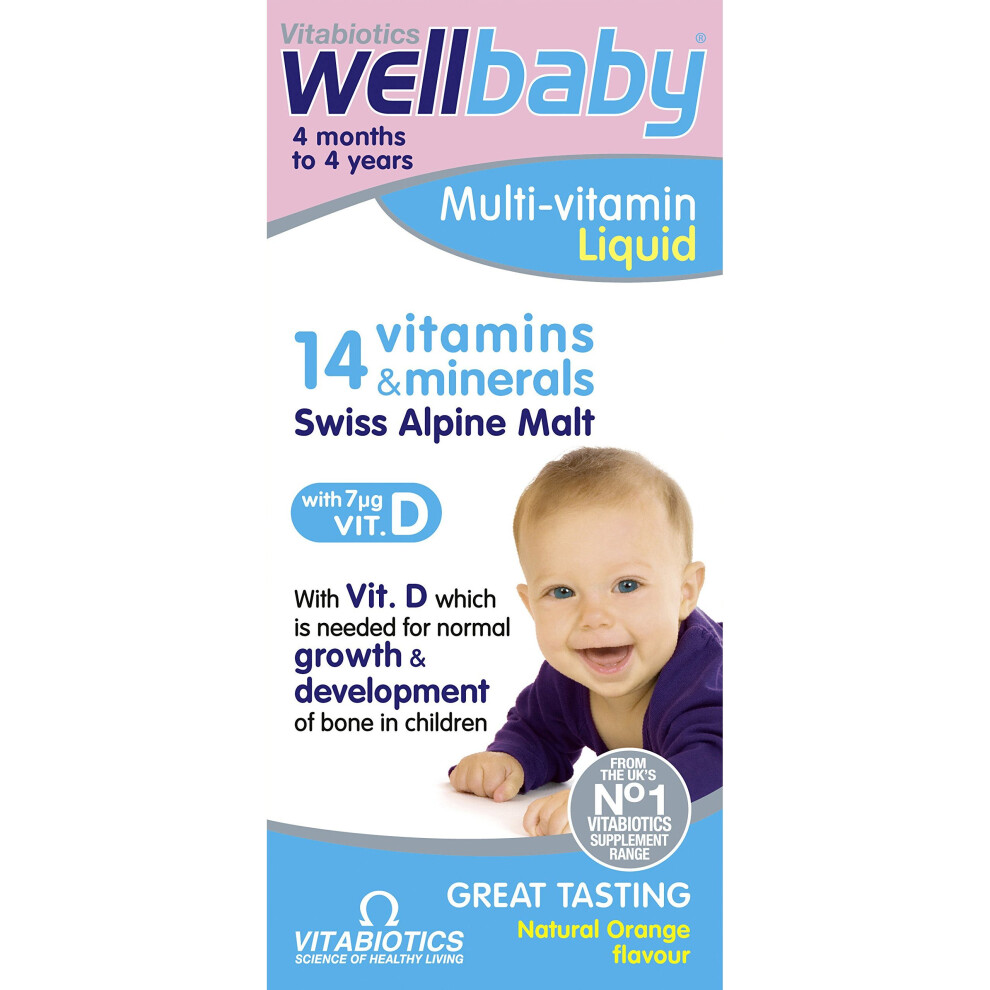 Vitabiotics Wellbaby 14 Vegetarian Multi-Vitamin Liquid - 150 ml by Pregnacare