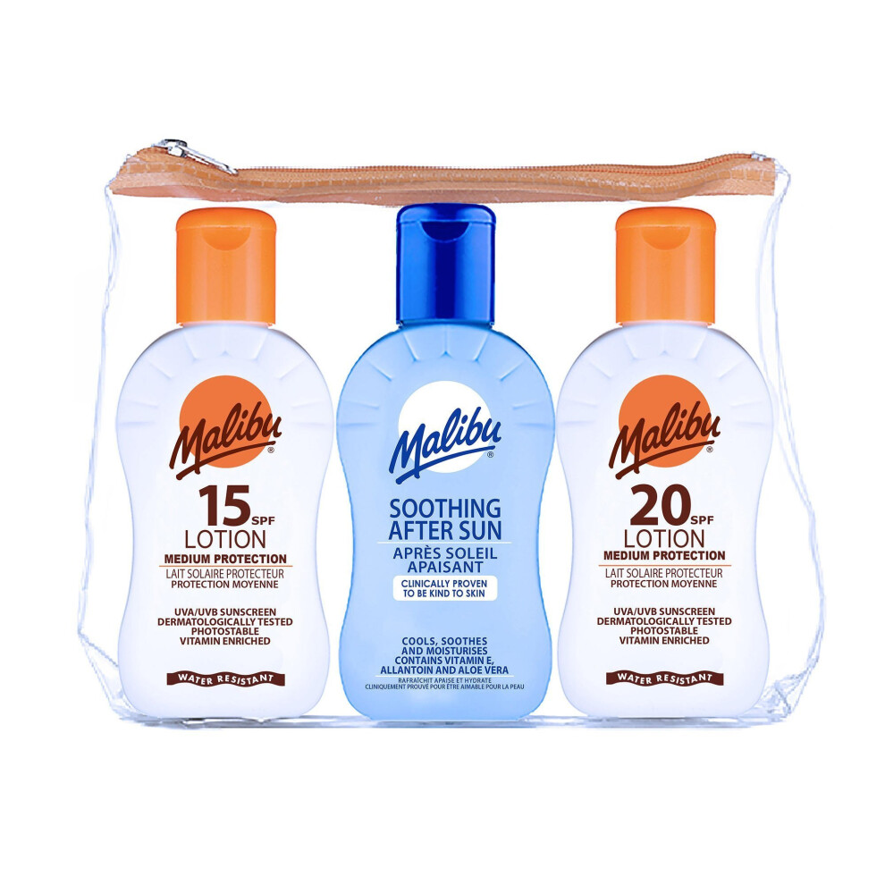 Malibu Travel Bag SPF15 and SPF20 Lotion/Aftersun Lotion