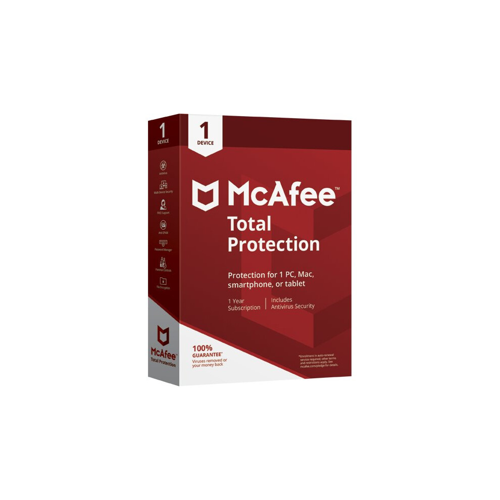 McAfee Total Protection Antivirus 2023 With Basic VPN | 1 Device, 1 Year