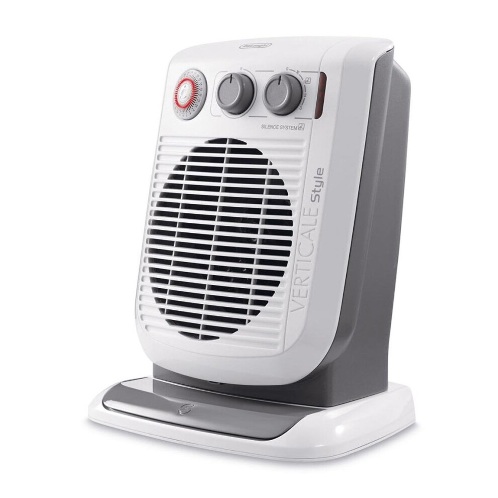 DeLonghi HVF3552TB Upright Fan Heater 24 Hour Timer White