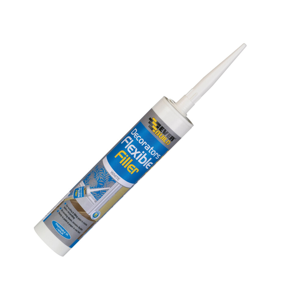 EVERBUILD FLEXIBLE DECORATORS FILLER, 290ML, WHITE, FAST DRYING & PERMANENTLY FLEXIBLE